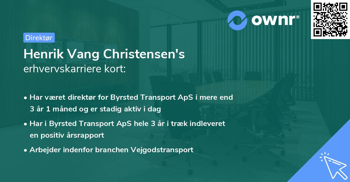 Henrik Vang Christensen's erhvervskarriere kort