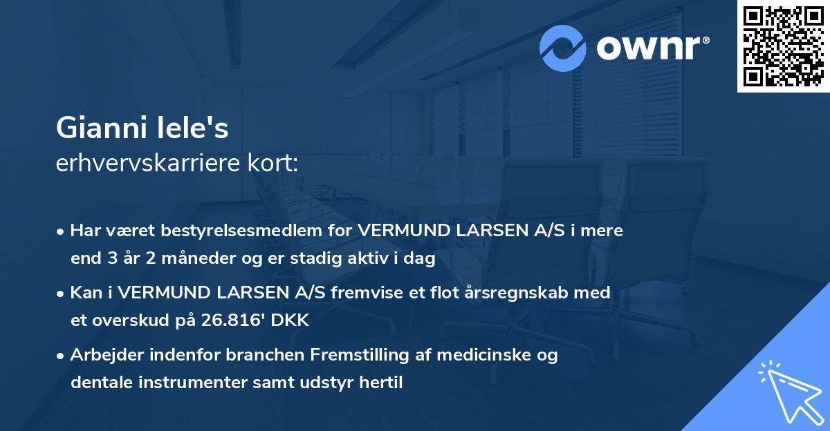 Gianni Iele's erhvervskarriere kort