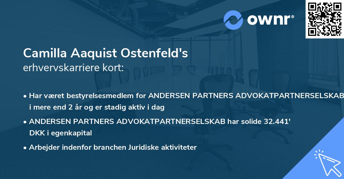 Camilla Aaquist Ostenfeld's erhvervskarriere kort