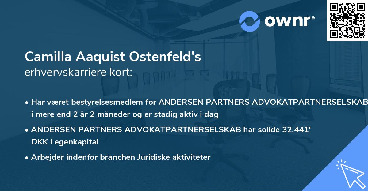 Camilla Aaquist Ostenfeld's erhvervskarriere kort