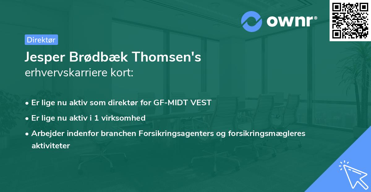 Jesper Brødbæk Thomsen's erhvervskarriere kort