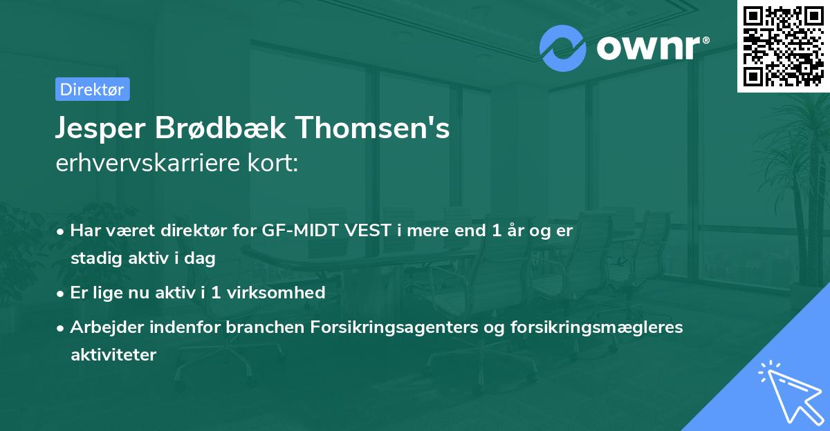 Jesper Brødbæk Thomsen's erhvervskarriere kort