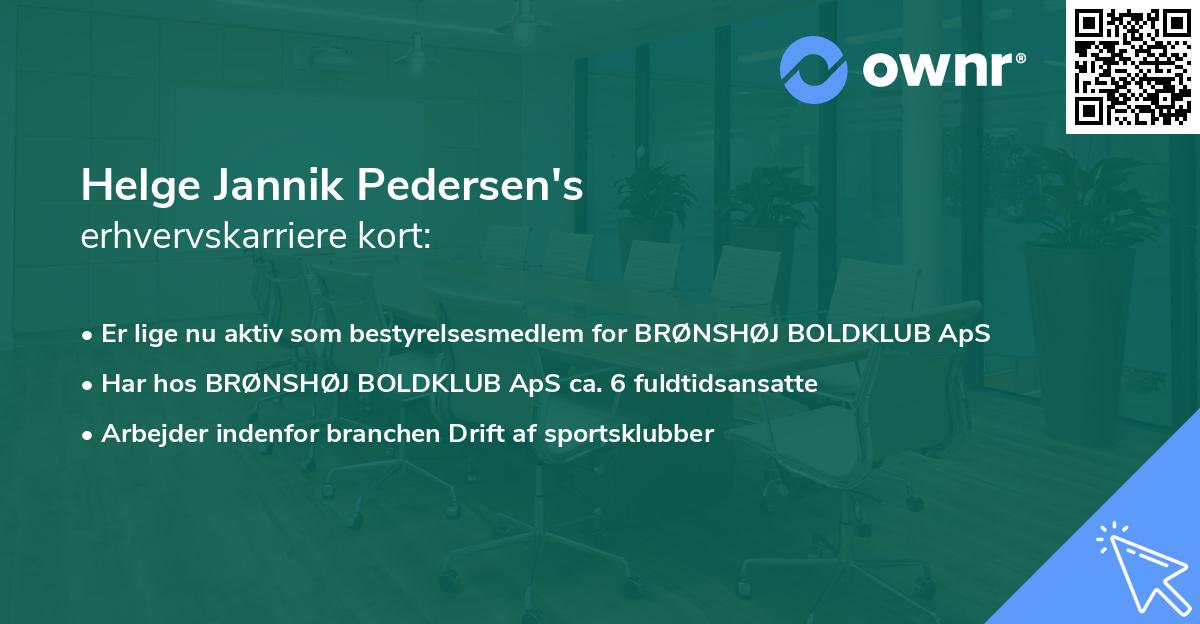 Helge Jannik Pedersen's erhvervskarriere kort
