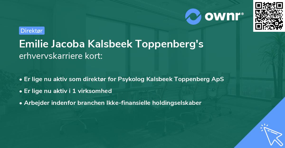 Emilie Jacoba Kalsbeek Toppenberg's erhvervskarriere kort