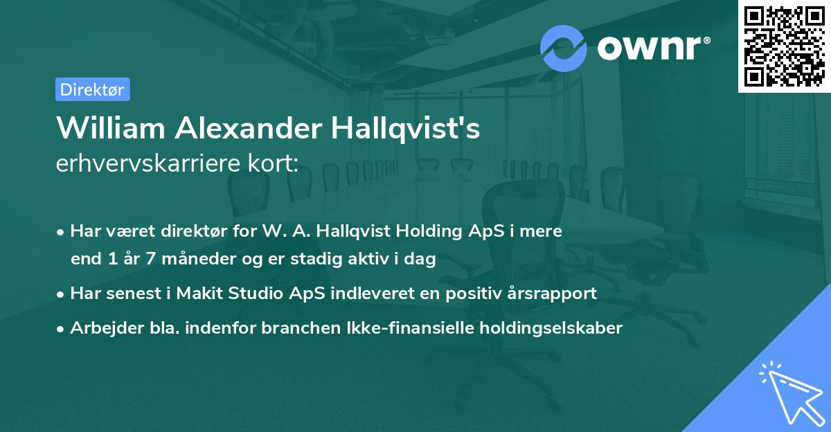 William Alexander Hallqvist's erhvervskarriere kort