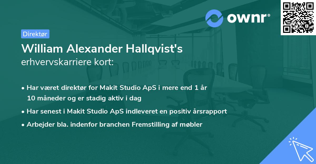 William Alexander Hallqvist's erhvervskarriere kort