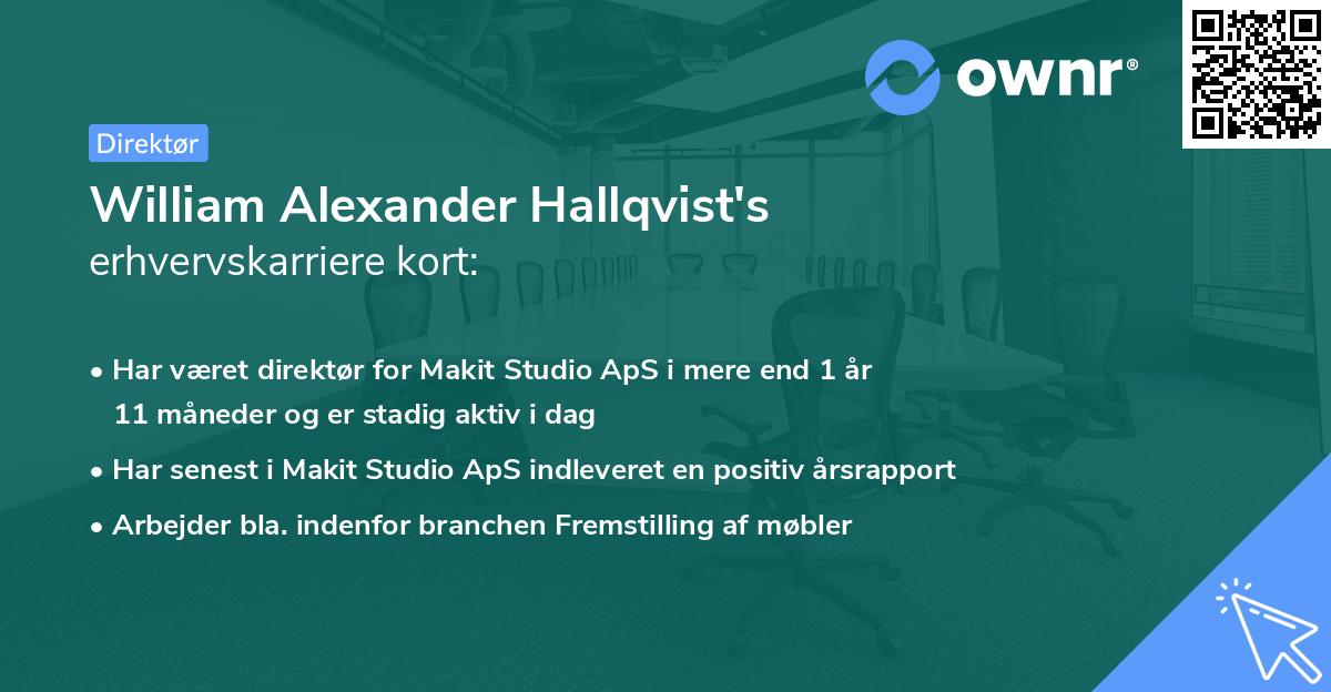 William Alexander Hallqvist's erhvervskarriere kort