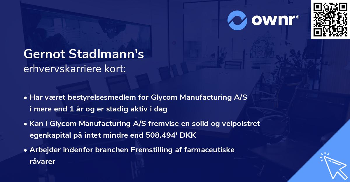 Gernot Stadlmann's erhvervskarriere kort