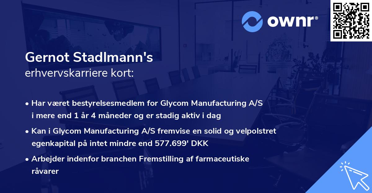 Gernot Stadlmann's erhvervskarriere kort