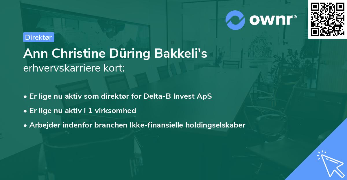 Ann Christine Düring Bakkeli's erhvervskarriere kort