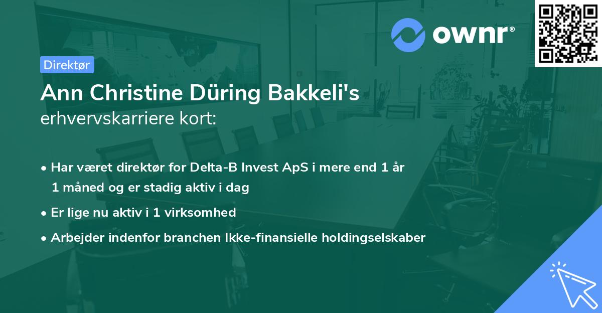 Ann Christine Düring Bakkeli's erhvervskarriere kort