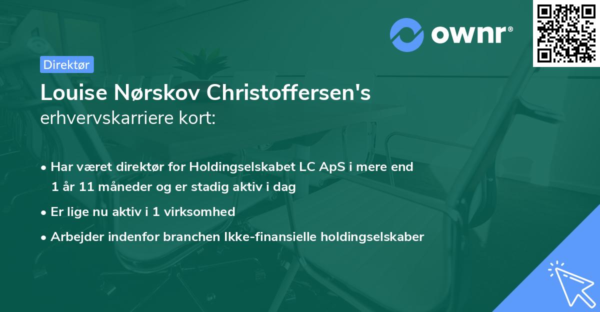 Louise Nørskov Christoffersen's erhvervskarriere kort