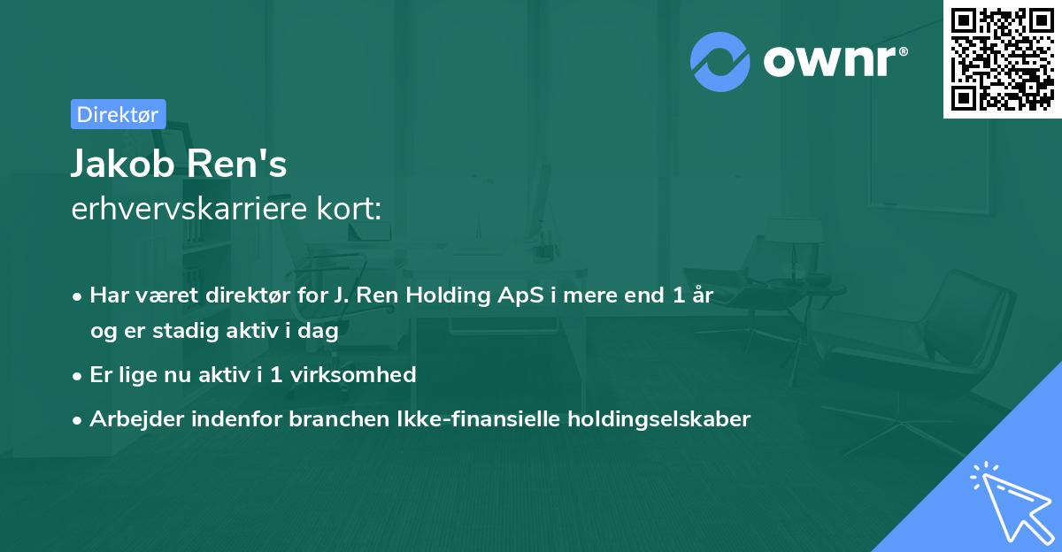 Jakob Ren's erhvervskarriere kort