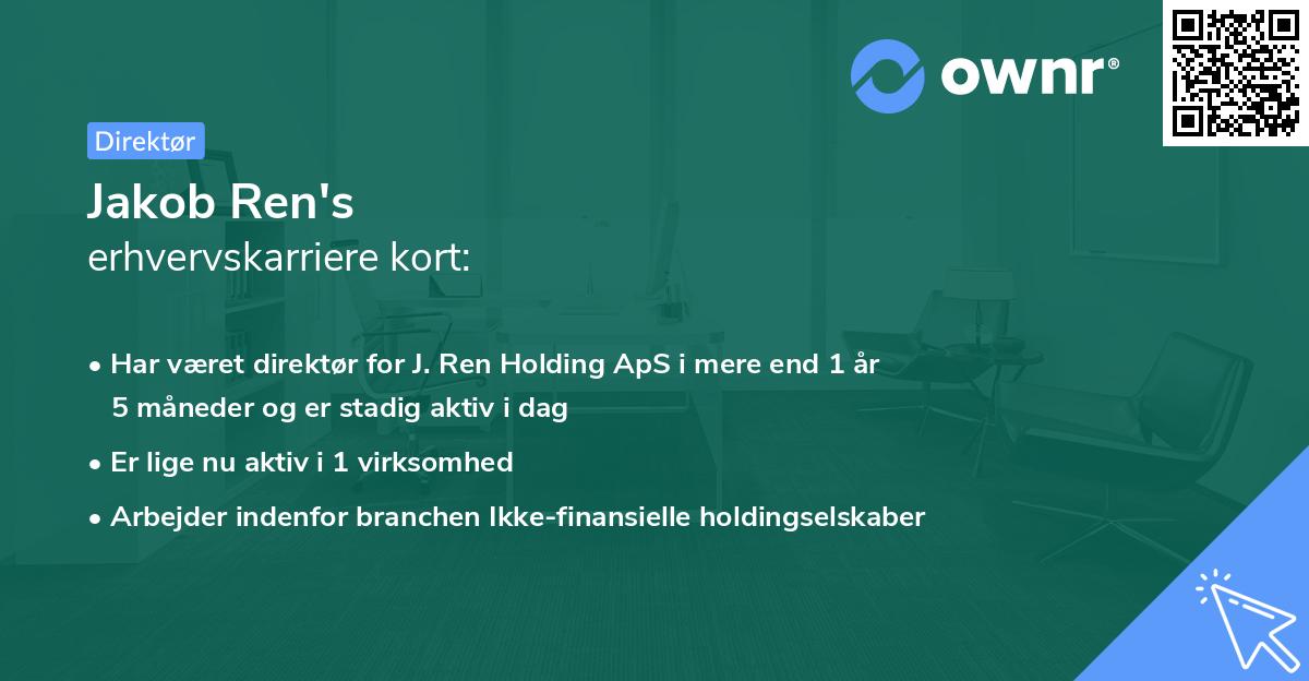 Jakob Ren's erhvervskarriere kort