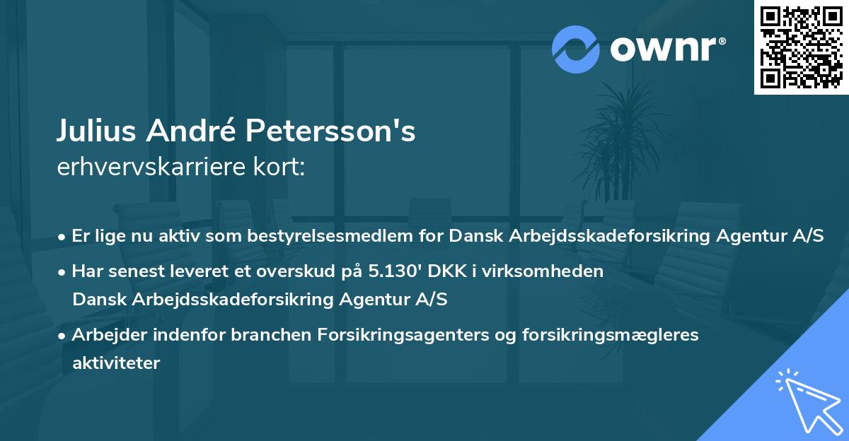 Julius André Petersson's erhvervskarriere kort