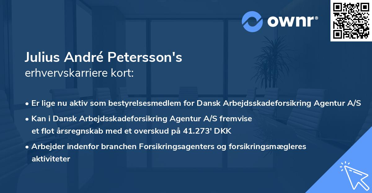 Julius André Petersson's erhvervskarriere kort