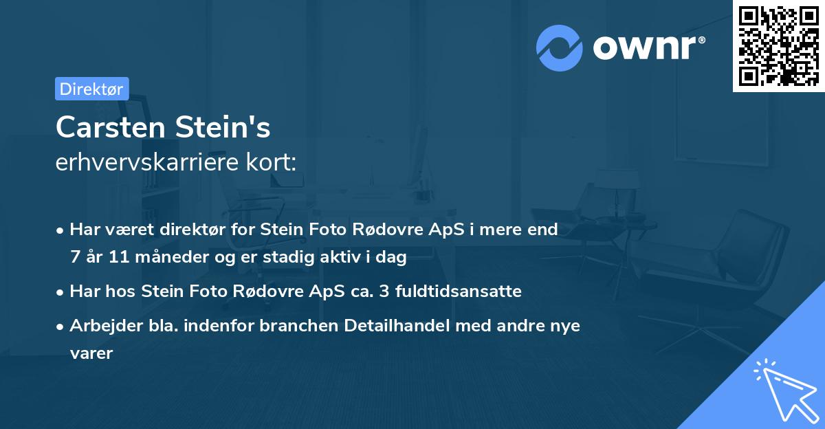 Carsten Stein's erhvervskarriere kort