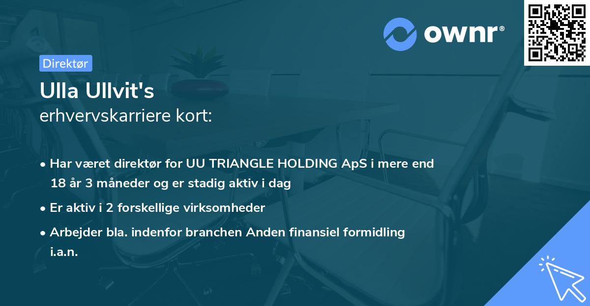 Ulla Ullvit's erhvervskarriere kort