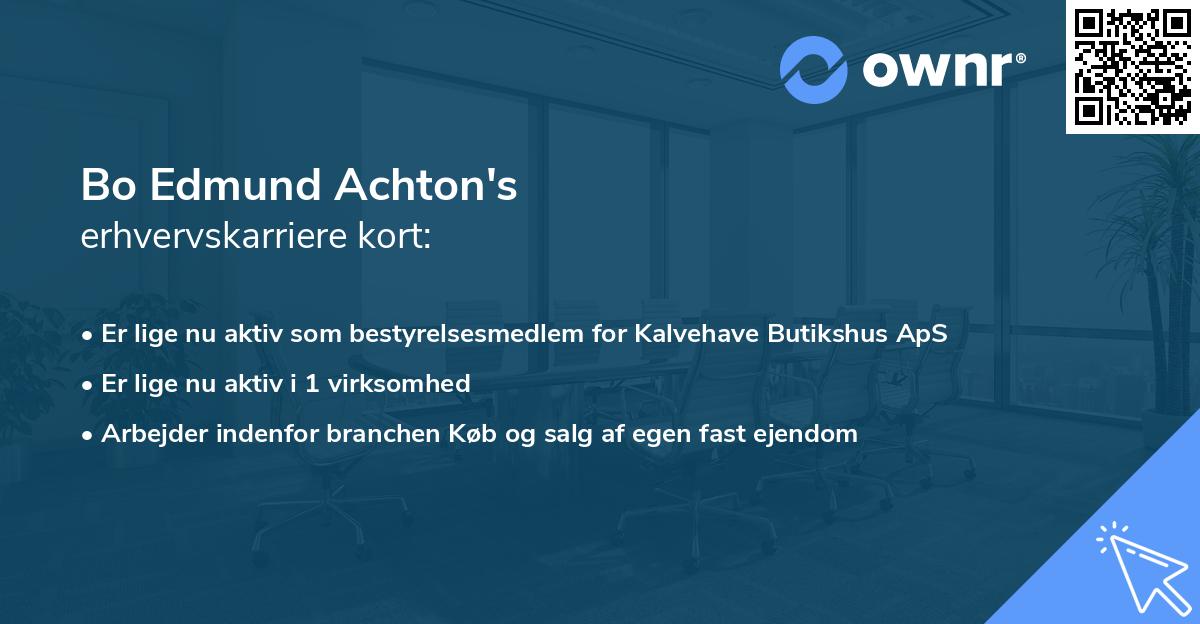 Bo Edmund Achton's erhvervskarriere kort