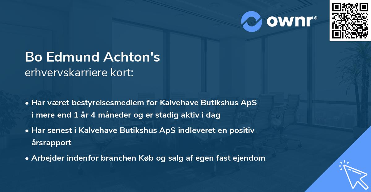 Bo Edmund Achton's erhvervskarriere kort