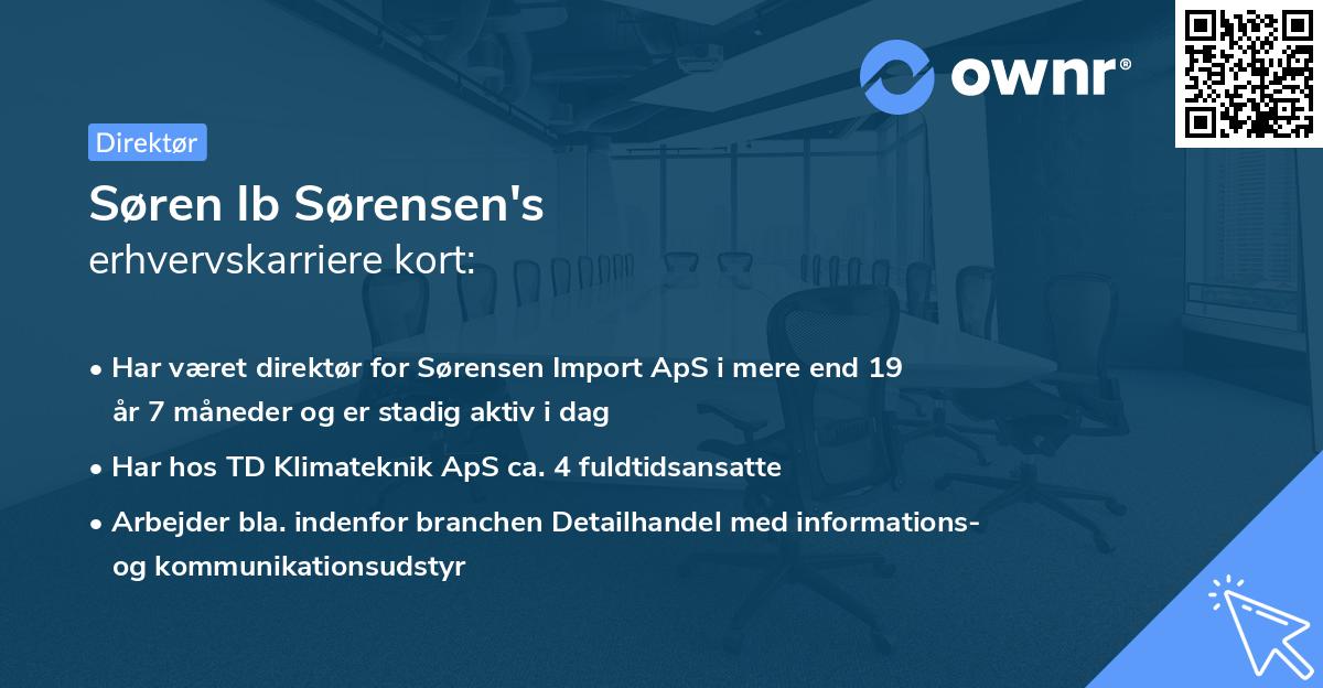 Søren Ib Sørensen's erhvervskarriere kort