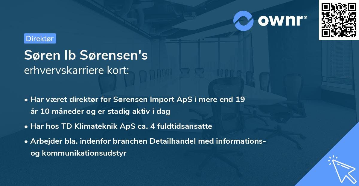 Søren Ib Sørensen's erhvervskarriere kort