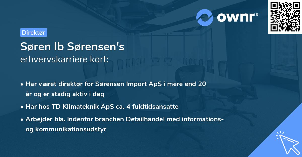 Søren Ib Sørensen's erhvervskarriere kort