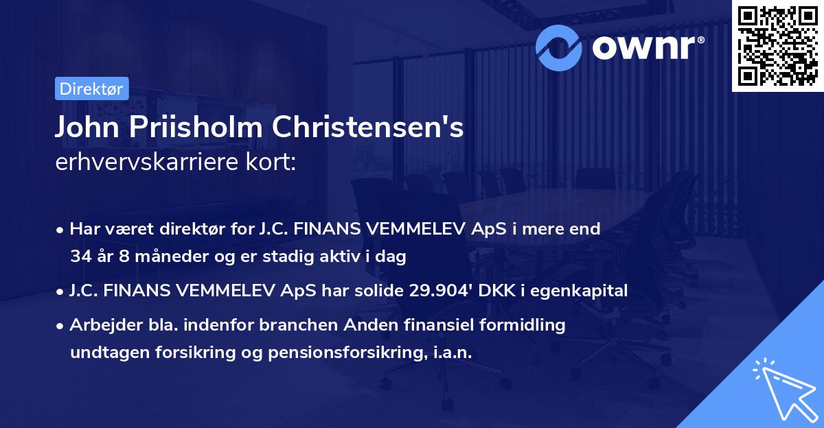 John Priisholm Christensen's erhvervskarriere kort