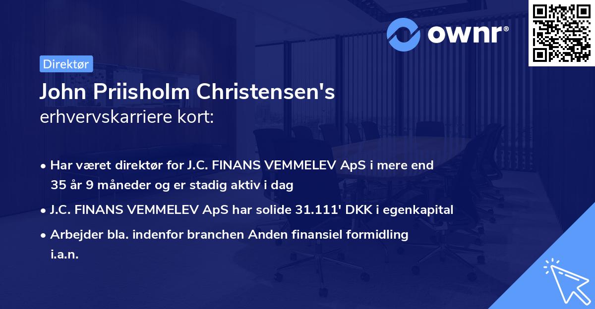 John Priisholm Christensen's erhvervskarriere kort