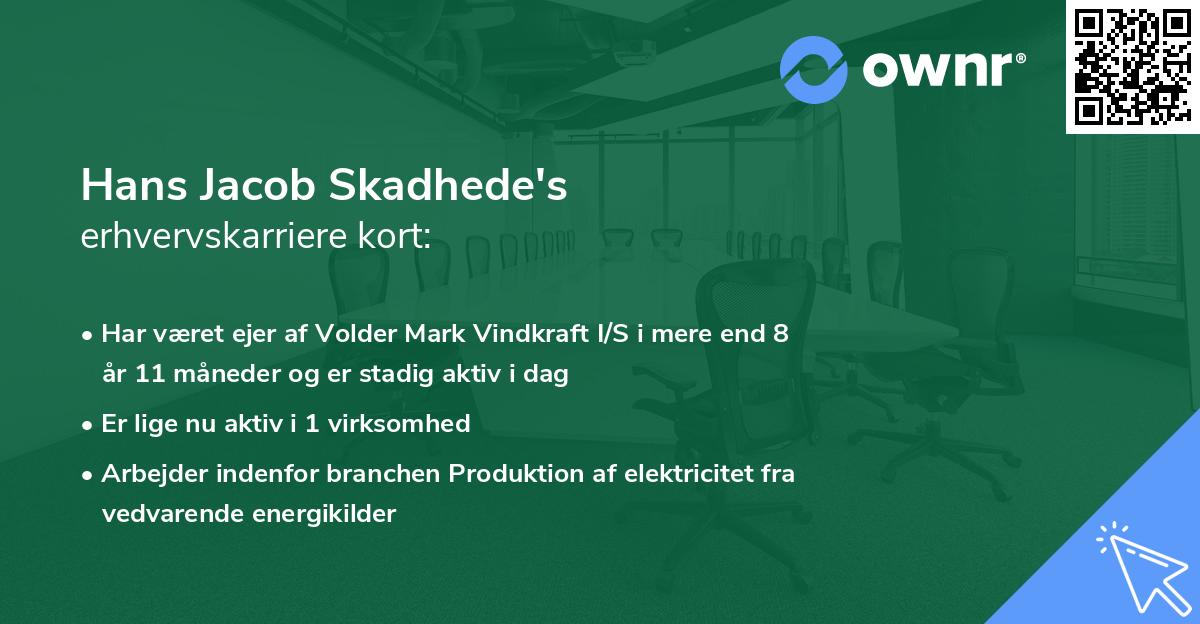 Hans Jacob Skadhede's erhvervskarriere kort