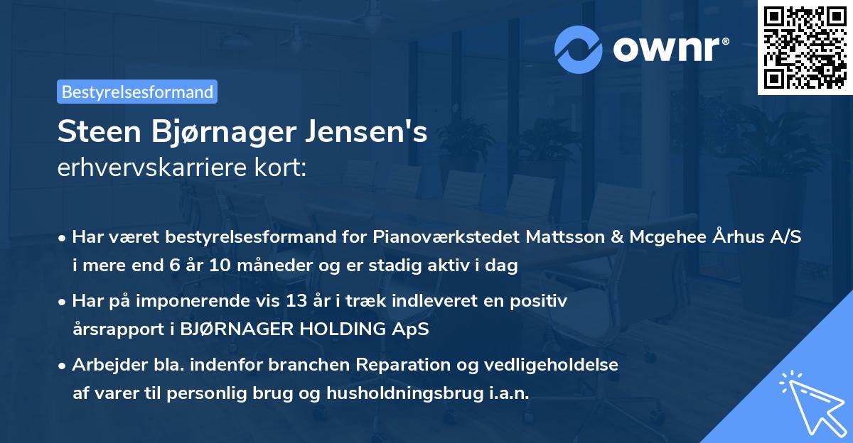 Steen Bjørnager Jensen's erhvervskarriere kort