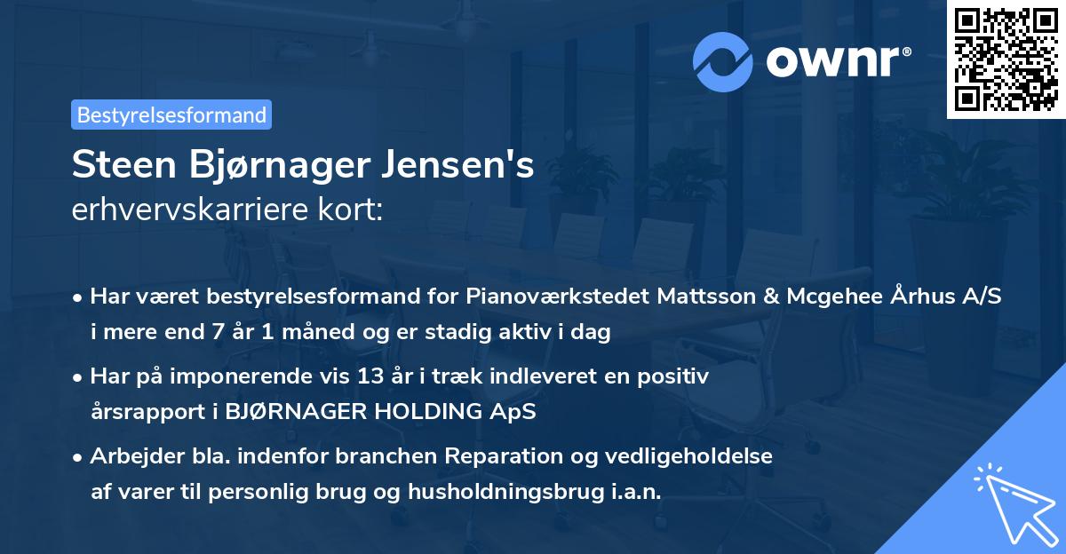 Steen Bjørnager Jensen's erhvervskarriere kort