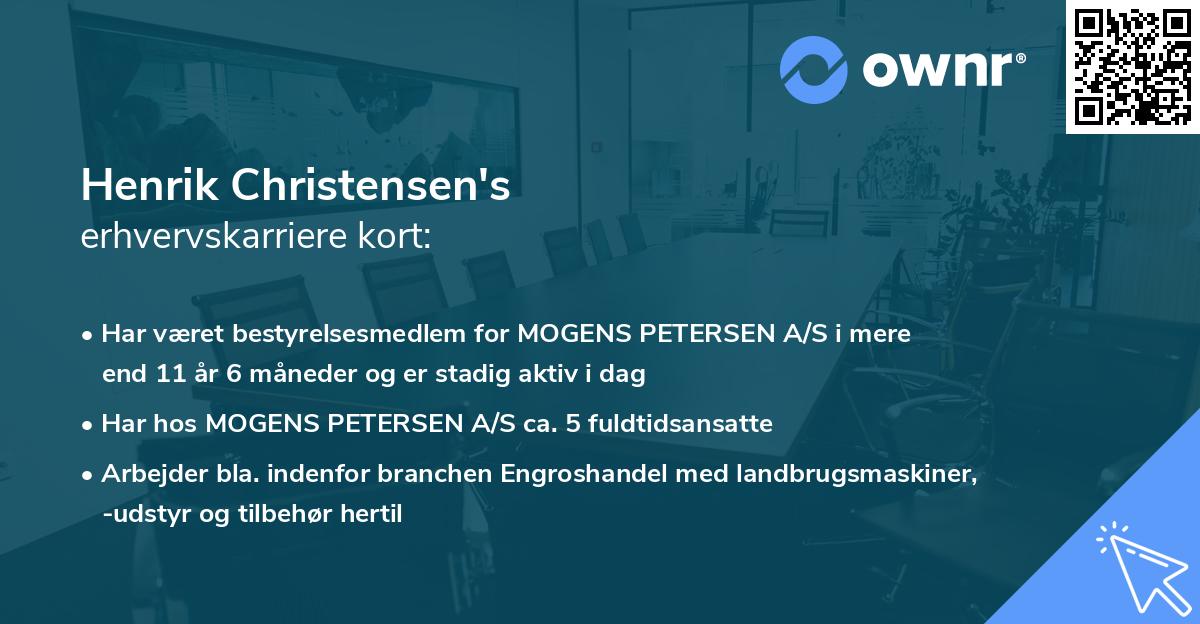 Henrik Christensen's erhvervskarriere kort