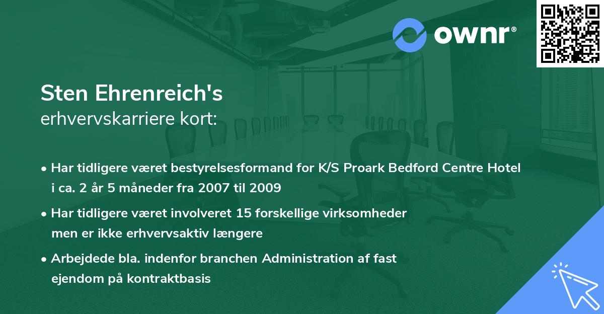 Sten Ehrenreich's erhvervskarriere kort