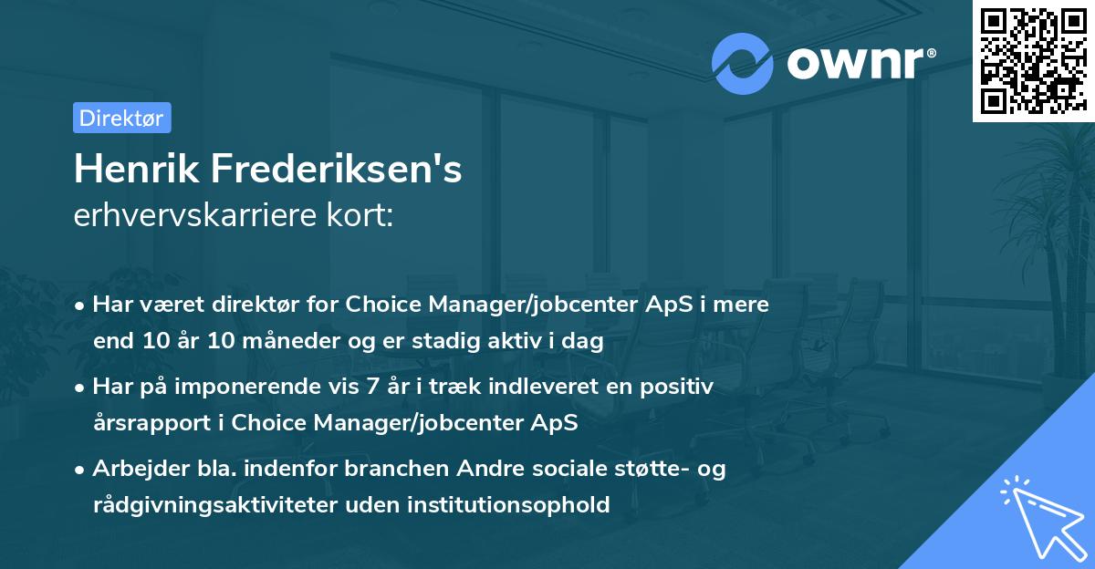 Henrik Frederiksen's erhvervskarriere kort