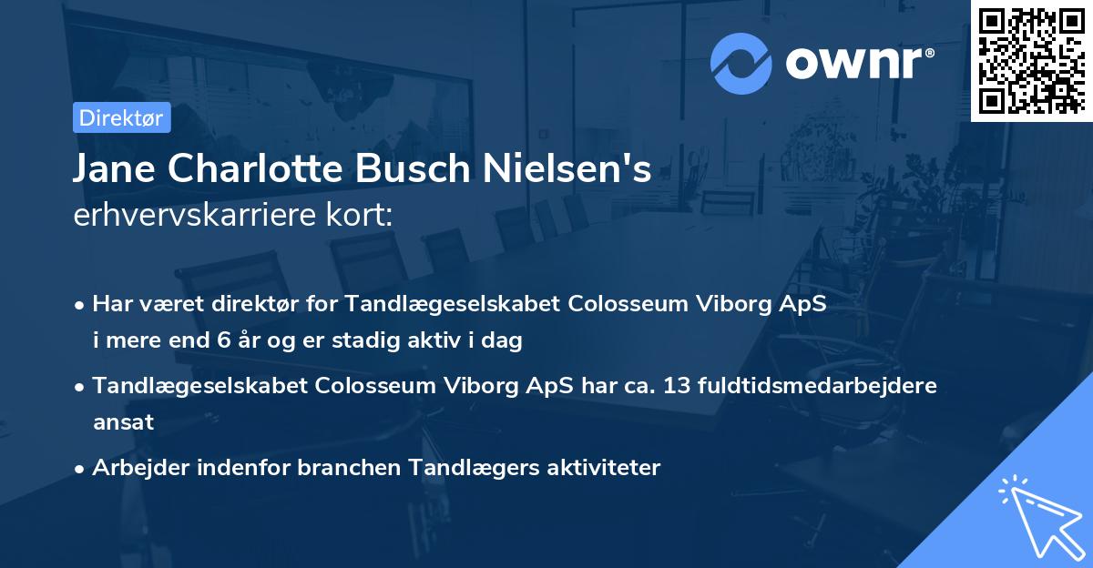 Jane Charlotte Busch Nielsen's erhvervskarriere kort