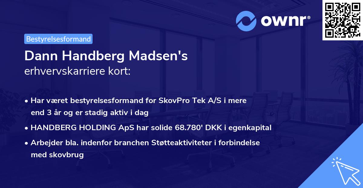 Dann Handberg Madsen's erhvervskarriere kort