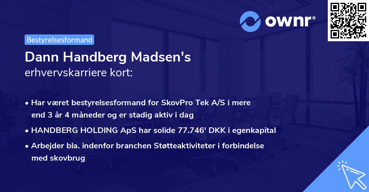 Dann Handberg Madsen's erhvervskarriere kort