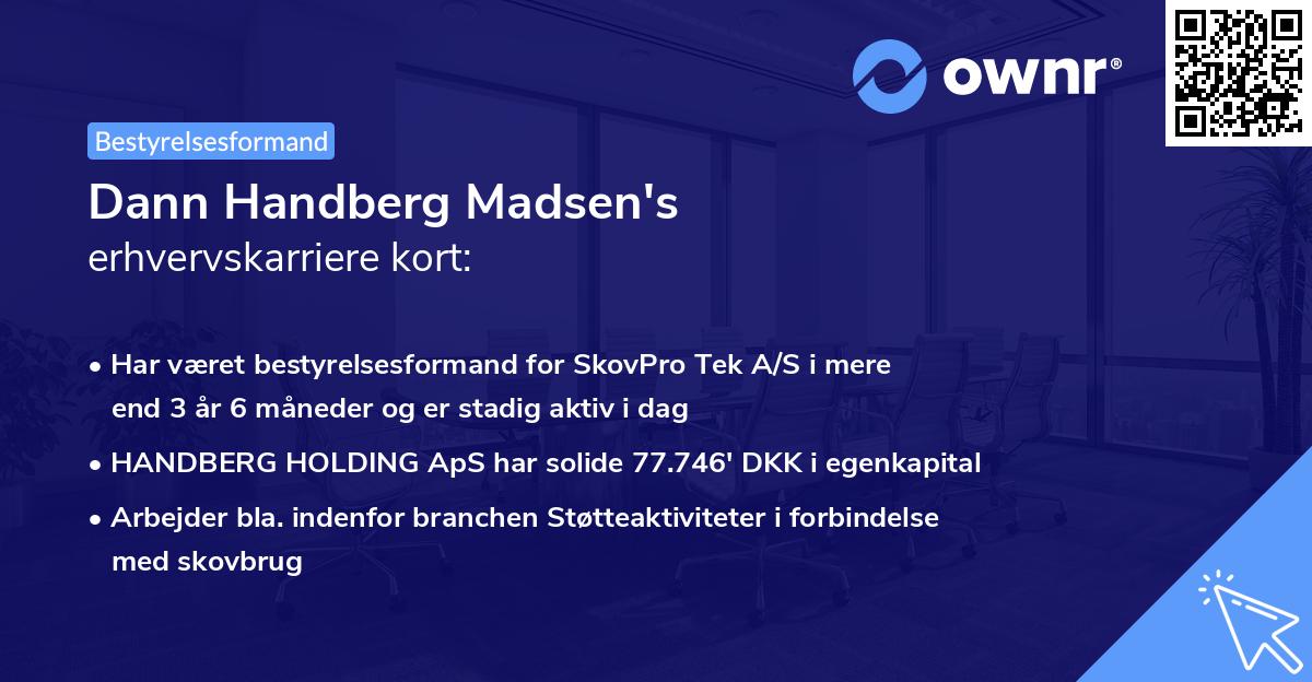 Dann Handberg Madsen's erhvervskarriere kort