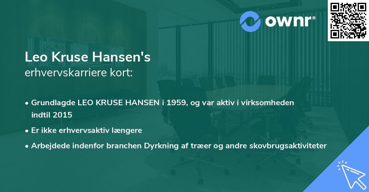 Leo Kruse Hansen's erhvervskarriere kort