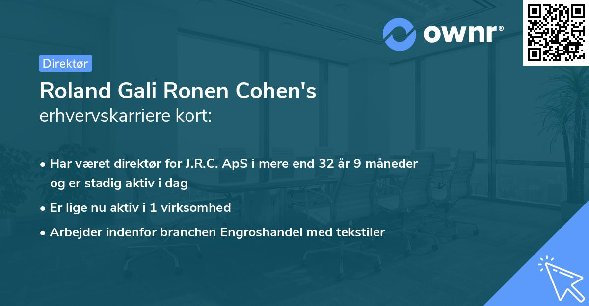 Roland Gali Ronen Cohen's erhvervskarriere kort
