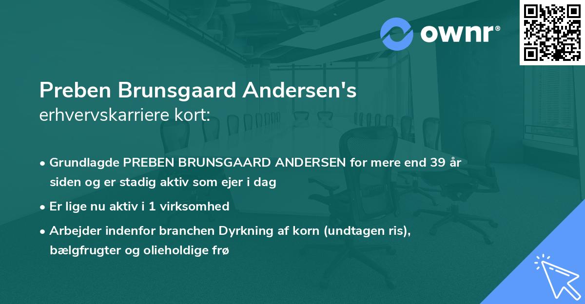 Preben Brunsgaard Andersen's erhvervskarriere kort