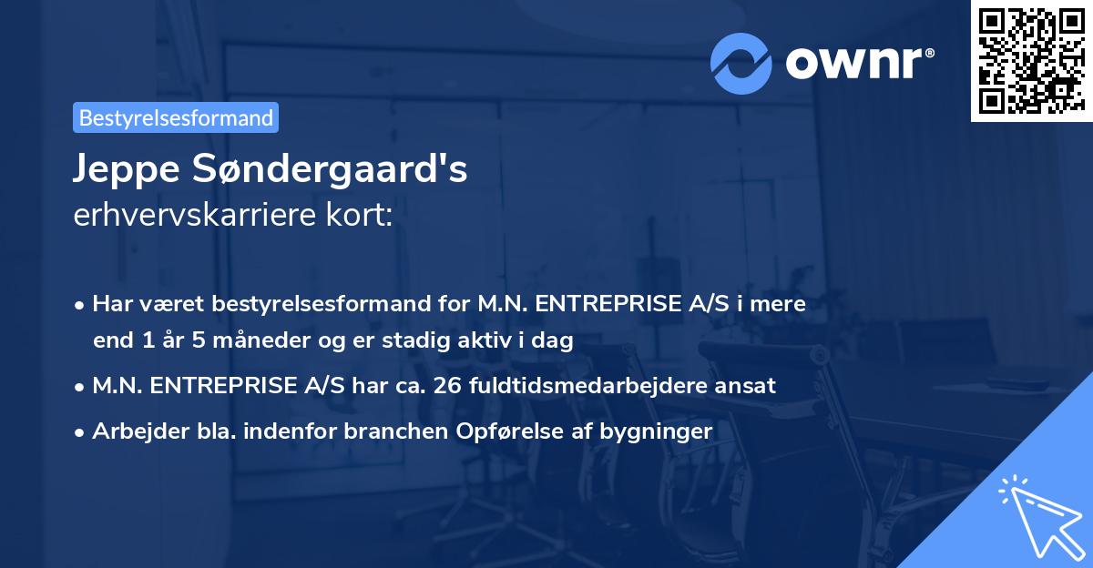 Jeppe Søndergaard's erhvervskarriere kort