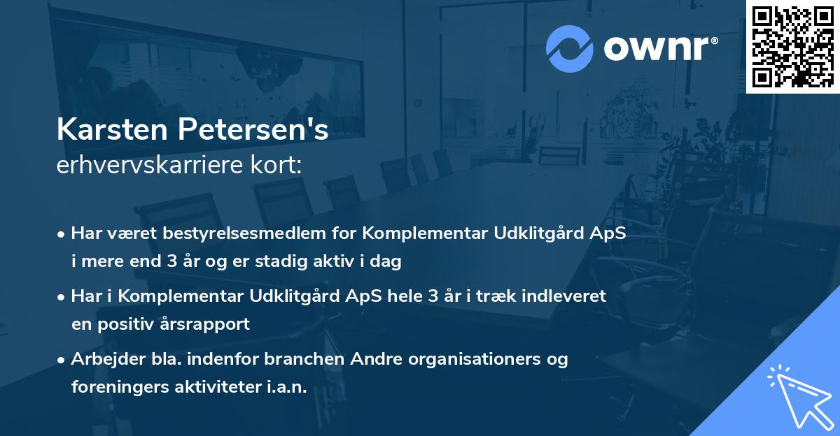 Karsten Petersen's erhvervskarriere kort