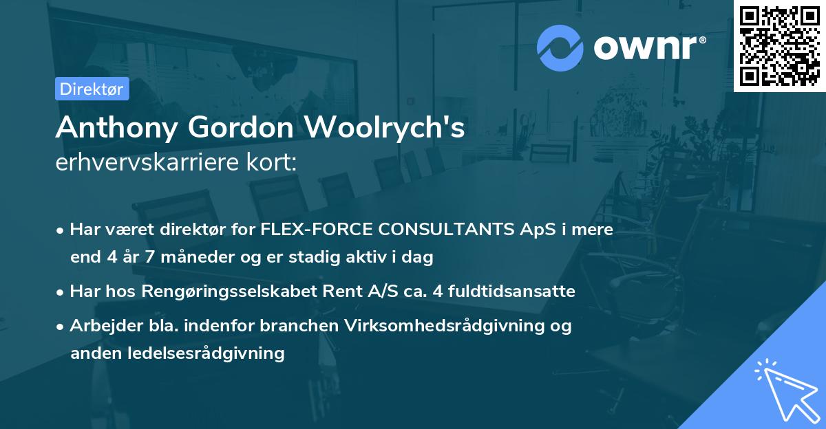 Anthony Gordon Woolrych's erhvervskarriere kort