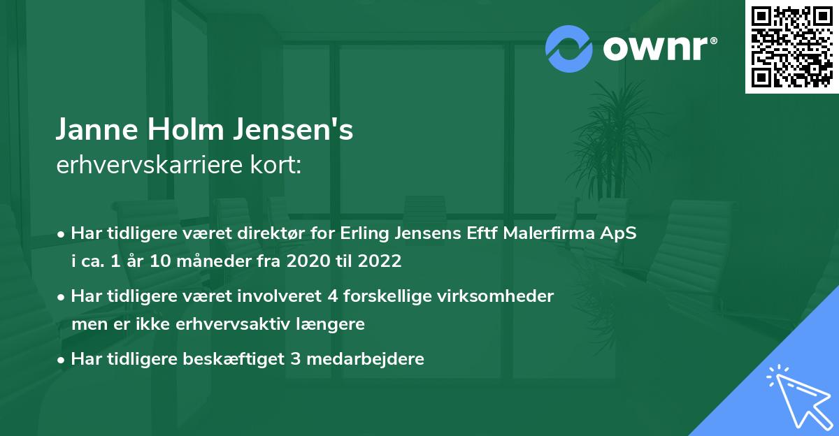 Janne Holm Jensen's erhvervskarriere kort