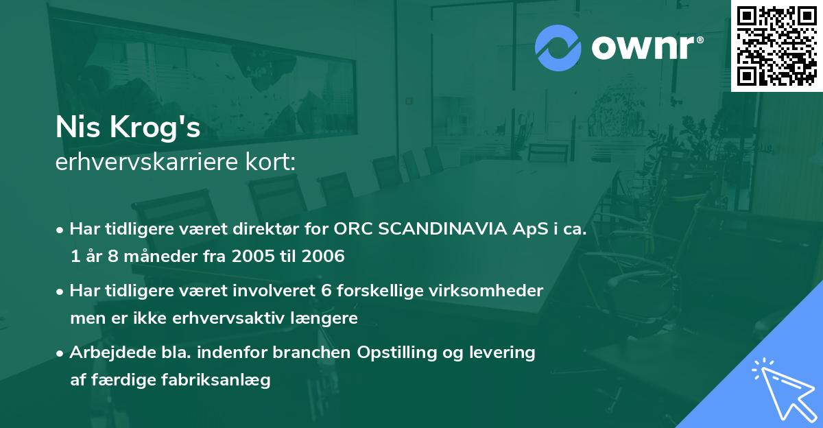 Nis Krog's erhvervskarriere kort