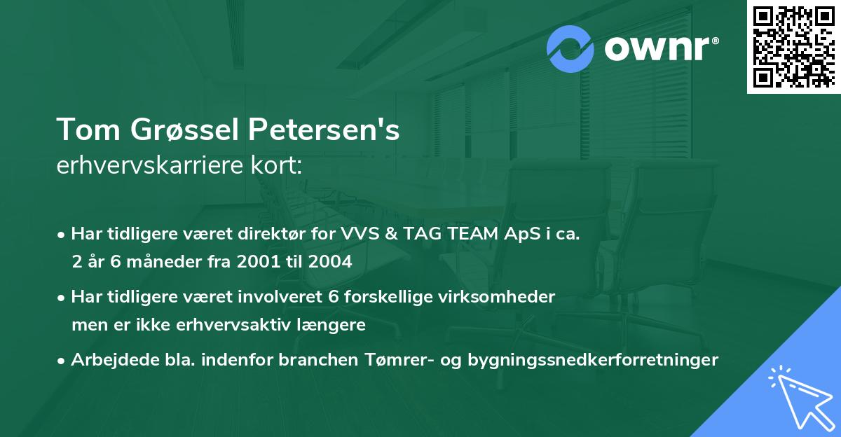 Tom Grøssel Petersen's erhvervskarriere kort