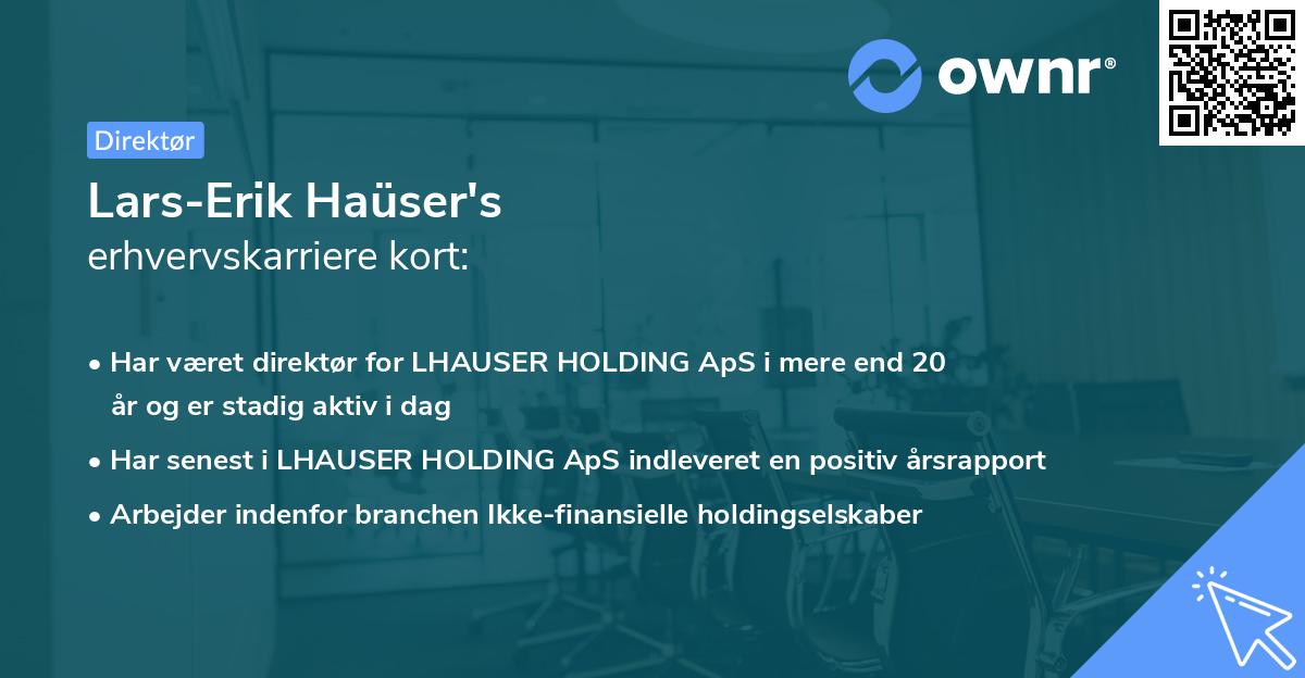 Lars-Erik Haüser's erhvervskarriere kort