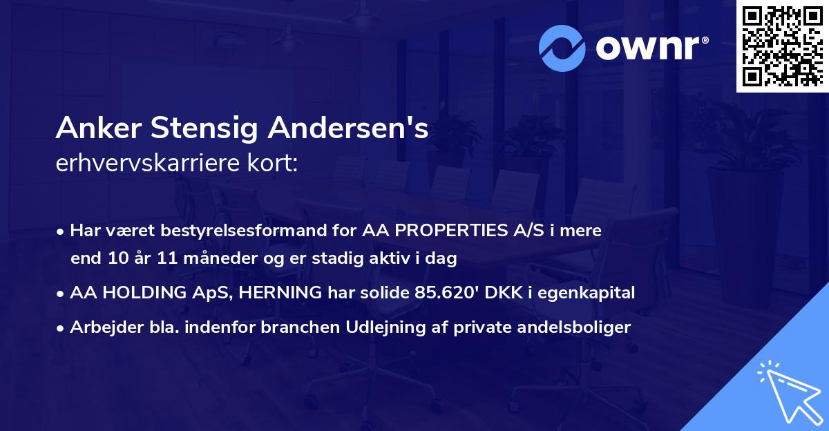 Anker Stensig Andersen's erhvervskarriere kort